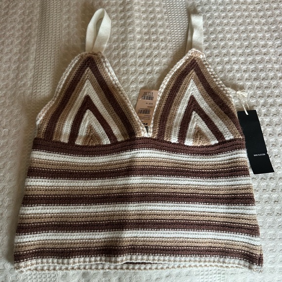 Tops - Striped Crochet Tank Top